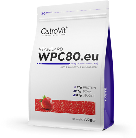 OstroVit Standard WPC80.eu 900 g Strawberry (Островіт Протеїн Стандарт Полуниця) 403067 фото