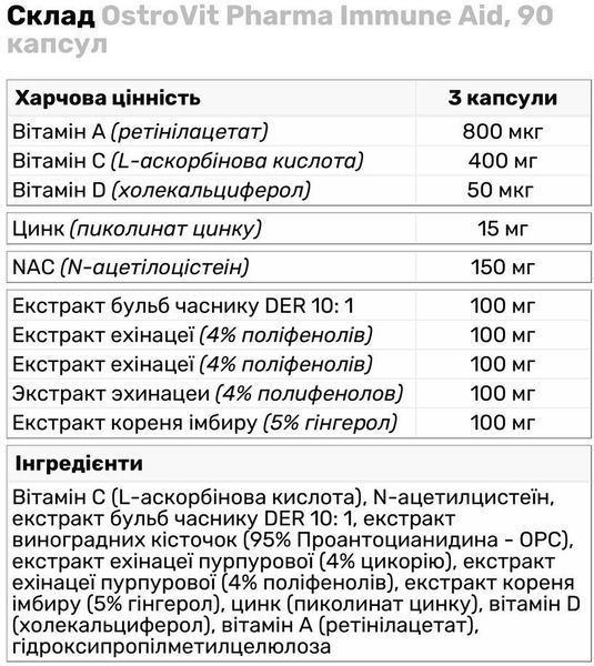 OstroVit Pharma Immune Aid 90 капсул (Островит Иммунитет) 970197 фото
