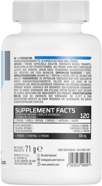 OstroVit L-Tyrosine 500 mg 120 капсул (Островит L-тирозин) 1161141 фото