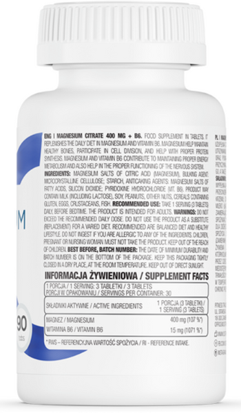 Ostrovit Magnesium Citrate 400mg + B6 90 tab (Островит Магнезий Цитрат) 1028567 фото
