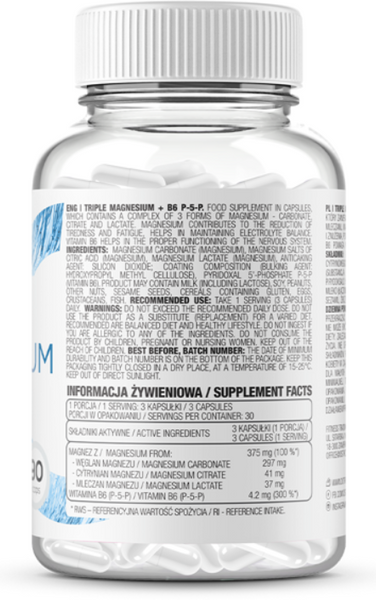 Ostrovit Magnesium Triple + B6 P-5-P 90 капсул (Островіт Магній Потрійний) 1028568 фото
