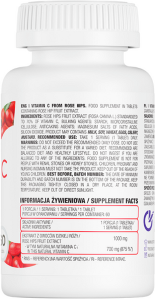 OstroVit Natural Vitamin C from rose hips Вітамін C з шипшиною 60 таблеток (Островіт Натуральний Вітамін С) 1072882 фото