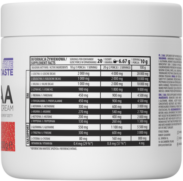 OstroVit EAA 200 g Strawberry Cream (ОстроВіт EAA Полуничний крем) 1022039 фото