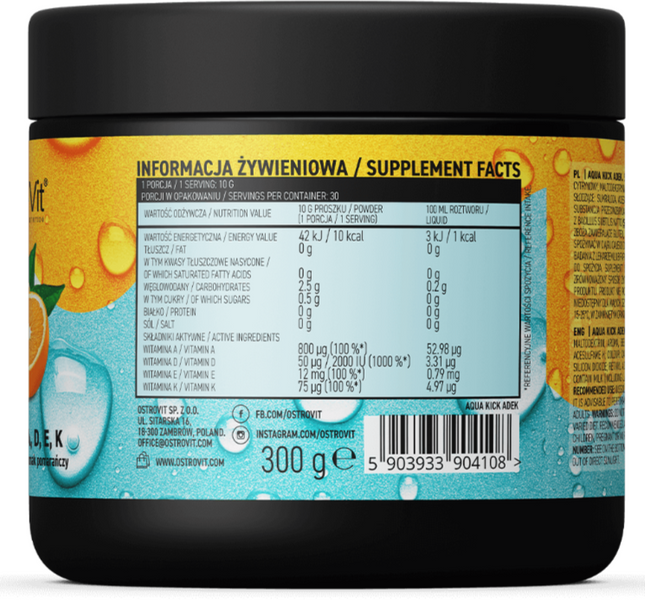OstroVit Aqua Kick ADEK 300 г Orange (Островит Аква Кик АДЕК Витамины) 1072815 фото