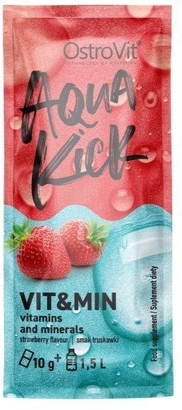 OstroVit Aqua Kick VIT&MIN Комплекс вітамінів та мінералів зі смаком полуниці 24х10 г (ОстроВіт Aqua Kick Вітаміни та мінерали) 936554 фото