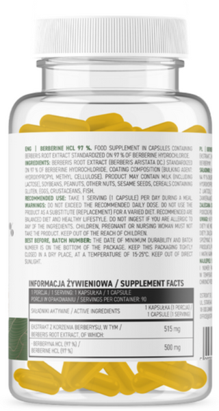 OstroVit Berberine HCl 97% Берберин 90 капсул (Островит Берберин HCl 100% Берберин) 1072822 фото