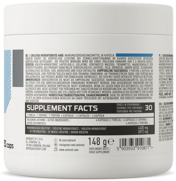 OstroVit Creatine Monohydrate 120 капсул (Островит Креатин Моногидрат) 1161134 фото