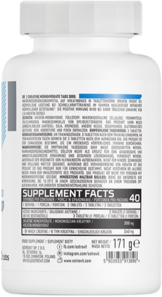 OstroVit Creatine Monohydrate 120 таблеток (Островит Креатин Моногидрат) 1161135 фото