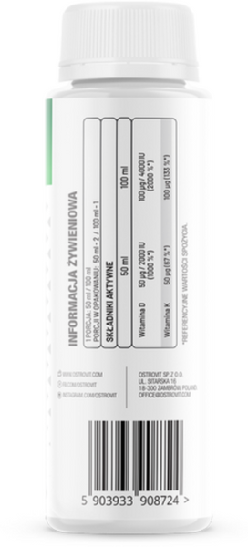 OstroVit Vitamin D3 4000 + K2 MK-7 Шот 100 мл (Островіт Вітамін D3 + K2) 1072906 фото