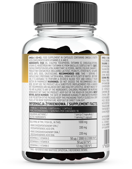 OstroVit Omega 3 + D3 + K2 90 капсул (Островит Омега 3 + Д3 + К2) 802906 фото