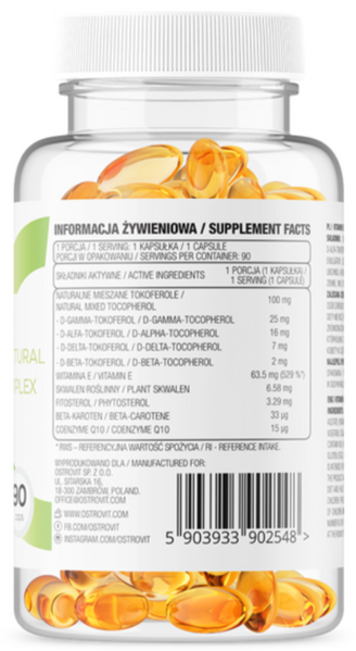 OstroVit Vitamin E Natural Tocopherols Complex 90 капсул (Островіт Вітамін E Природні Токофероли) 1022728 фото