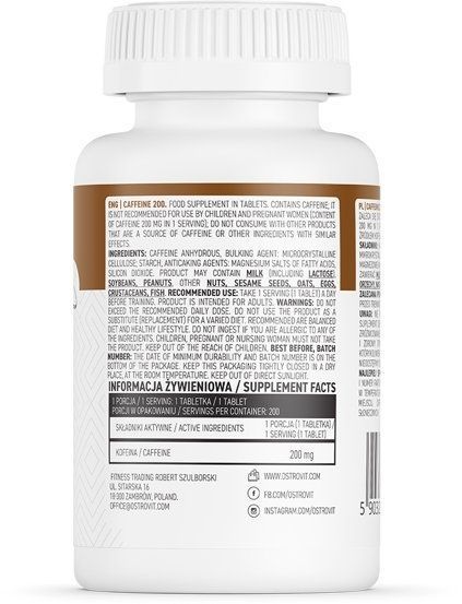 OstroVit Caffeine 200 200 таблеток (ОстроВіт Кофеїн) 937721 фото