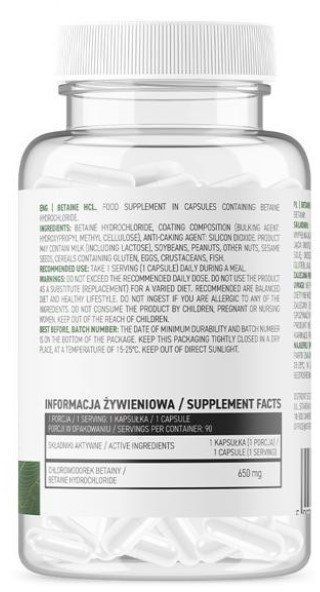 OstroVit Betaine HCL 90 капсул (ОстровитБетаина гидрохлорид) 1000893 фото
